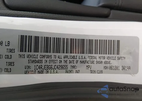 2018 Jeep Grand Cherokee Limited 4X2 из США, поврежденный, VIN 1C4RJEBG6JC429655